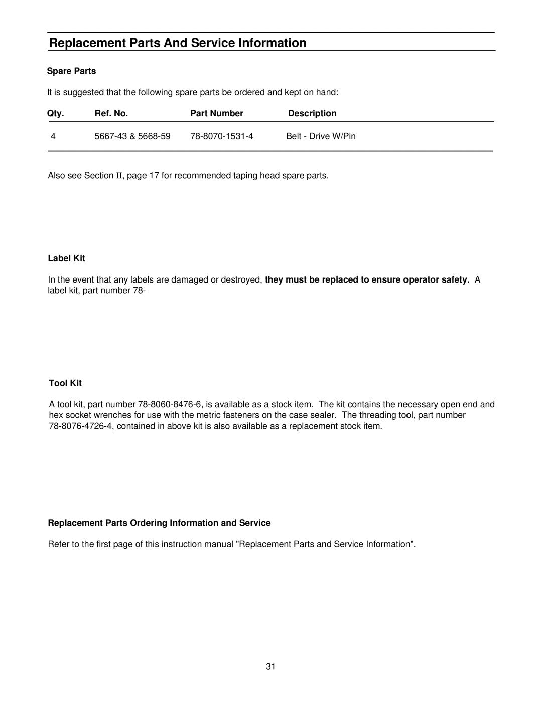 3M 39600 manual Replacement Parts And Service Information 