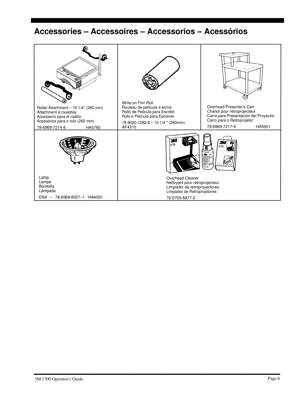 3M 3M 1700 manual Accessories ± Accessoires ± Accessorios ± Acessórios 