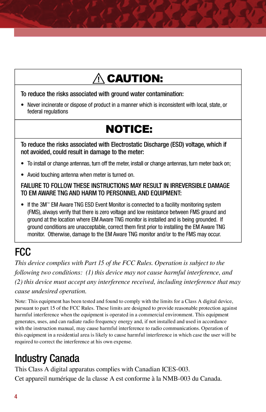 3M 3M034-3-TNG, 3M034-030-TNG and 3M034-031-TNG manual Industry Canada, Avoid touching antenna when meter is turned on 