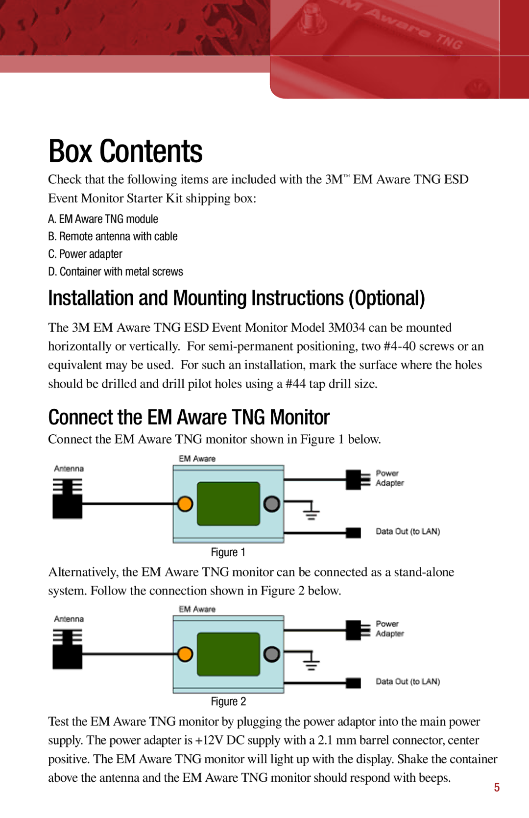 3M 3M034-030-TNG and 3M034-031-TNG, 3M034-3-TNG manual Box Contents 