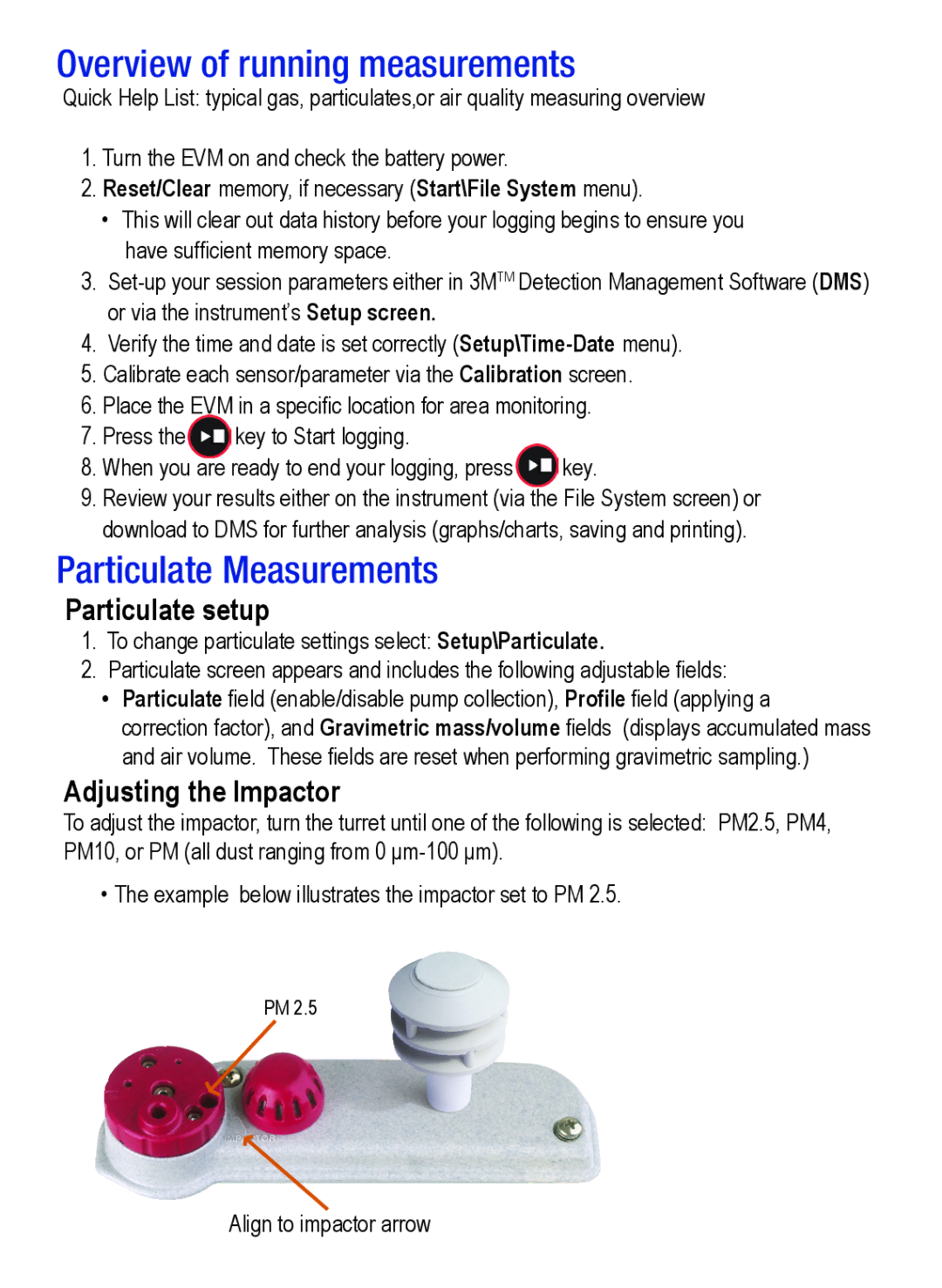 3M 3MTM quick start Overview of running measurements, Particulate Measurements 