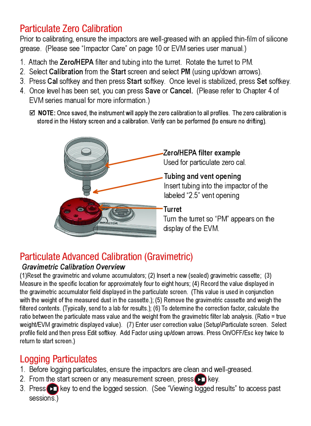 3M 3MTM quick start Particulate Zero Calibration, Particulate Advanced Calibration Gravimetric, Logging Particulates 