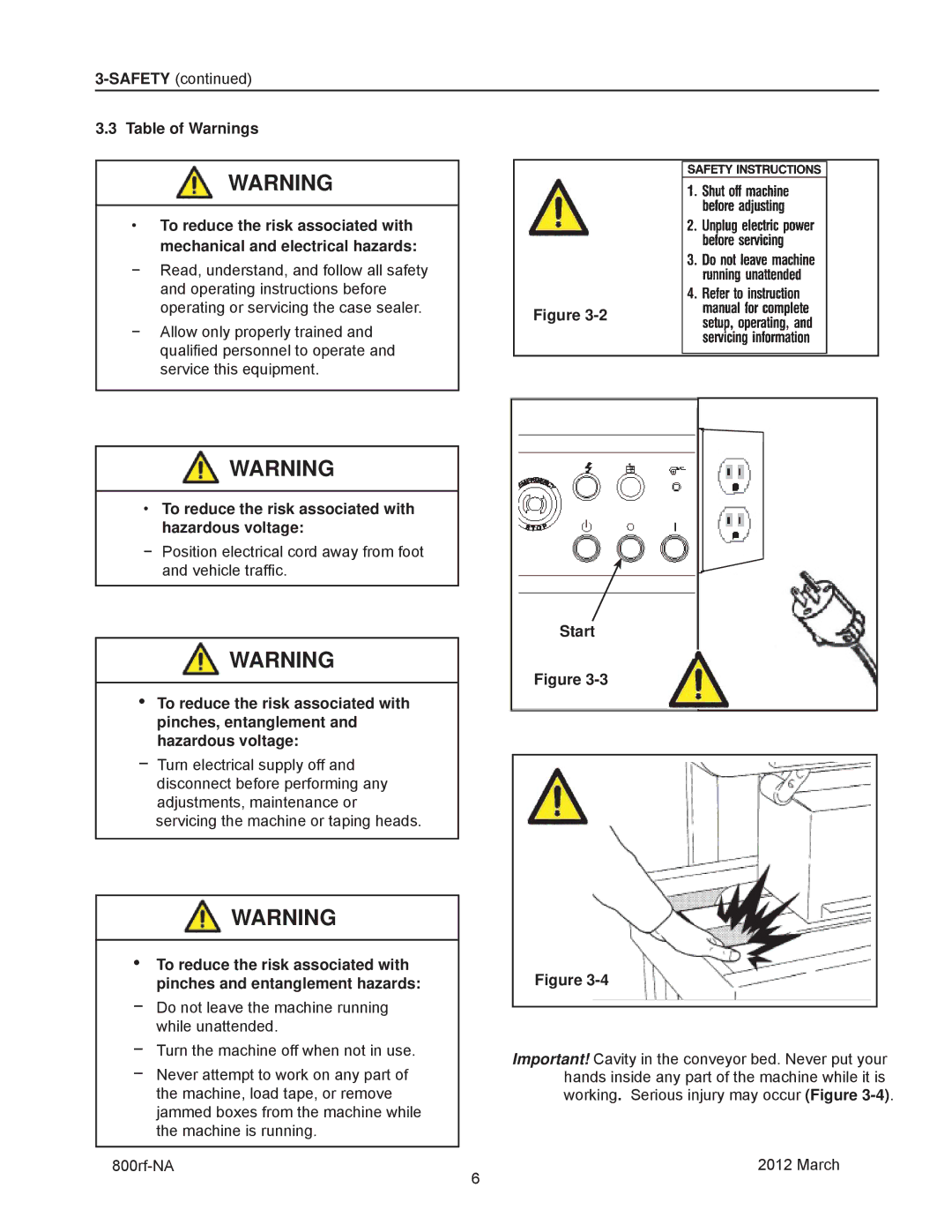 3M 40800, 800rf manual To reduce the risk associated with hazardous voltage, Start 