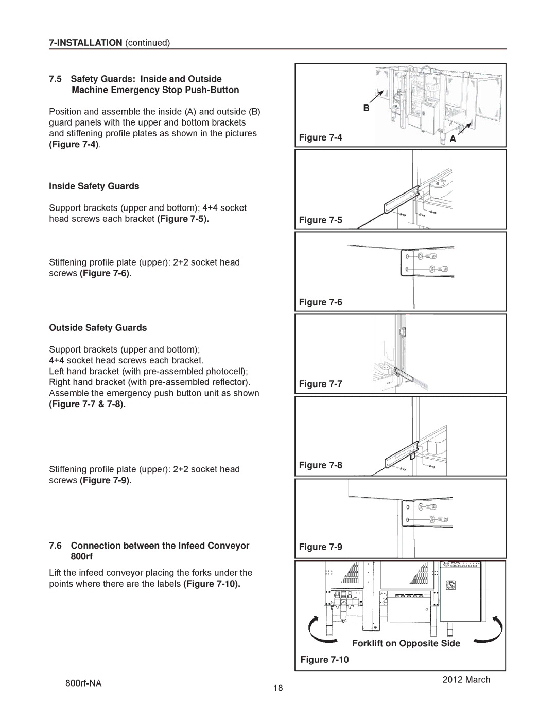 3M 40800 manual Inside Safety Guards, Outside Safety Guards, Connection between the Infeed Conveyor 800rf 