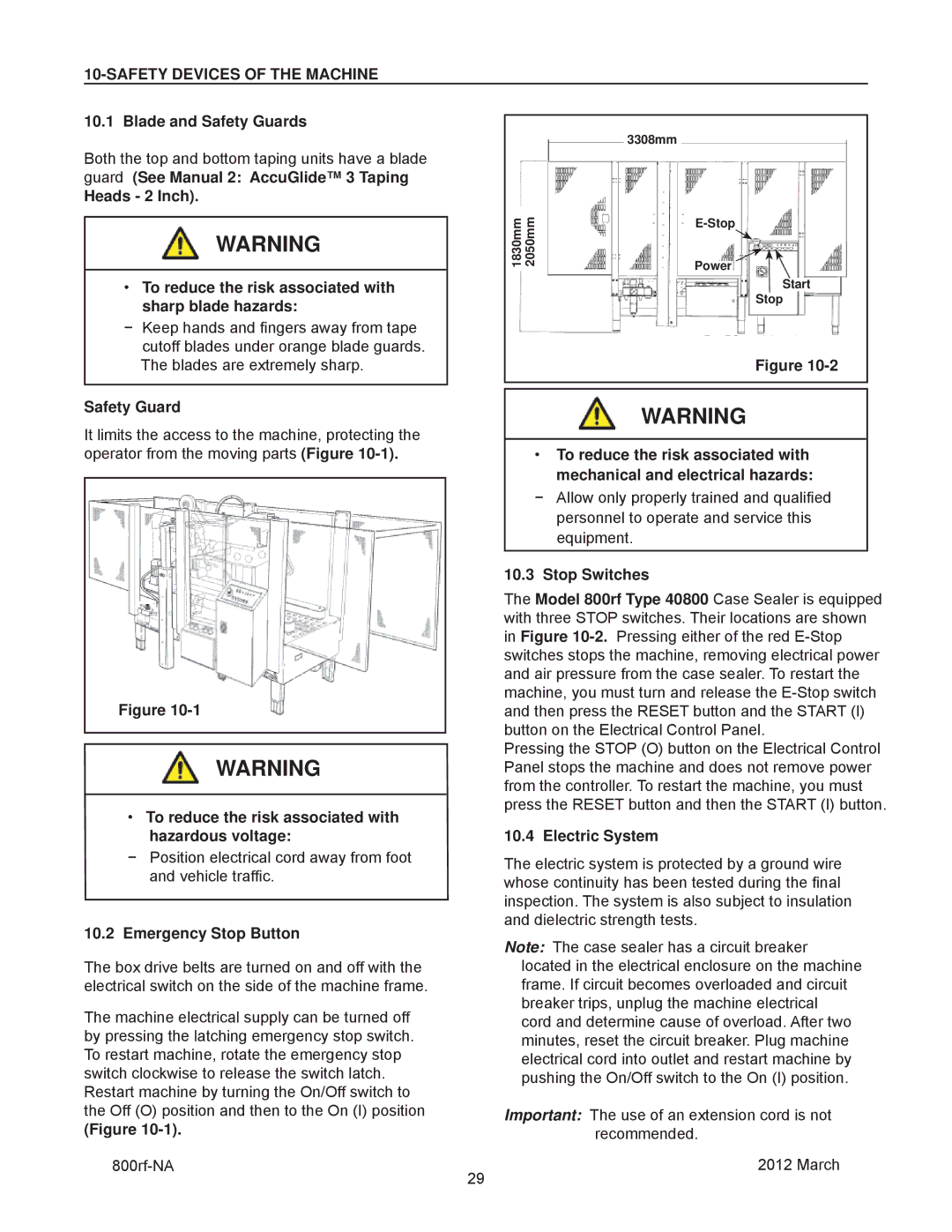 3M 800rf, 40800 manual Safety Devices of the Machine 