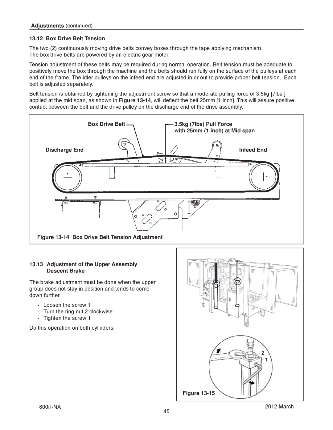 3M 800rf, 40800 manual Adjustments Box Drive Belt Tension 
