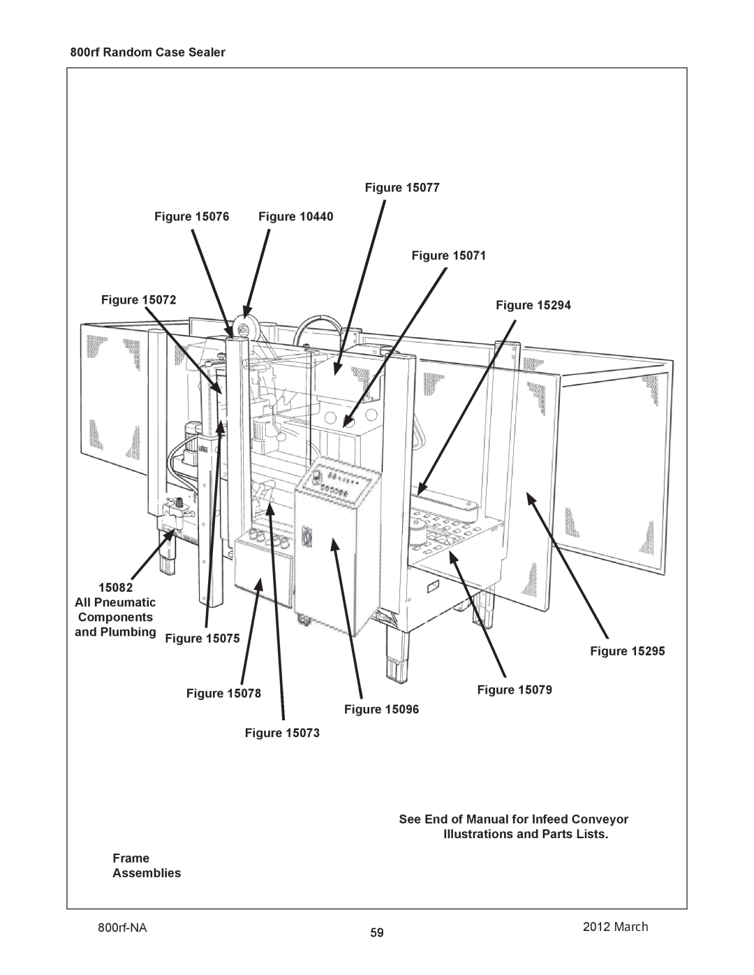 3M 40800 manual 800rf Random Case Sealer, 15082, Components, and Plumbing, Frame Assemblies, All Pneumatic 