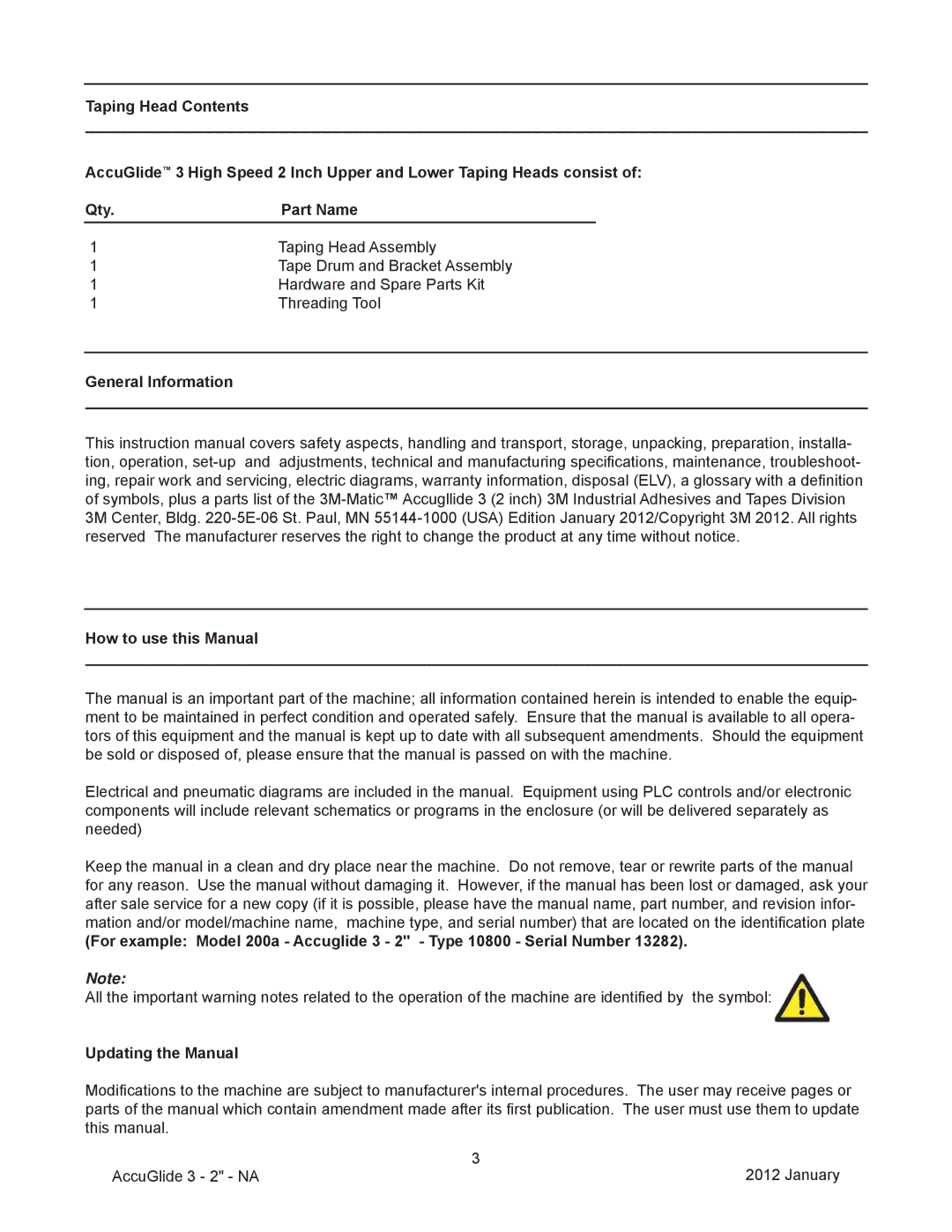 3M 40800 operating instructions General Information How to use this Manual, Updating the Manual 