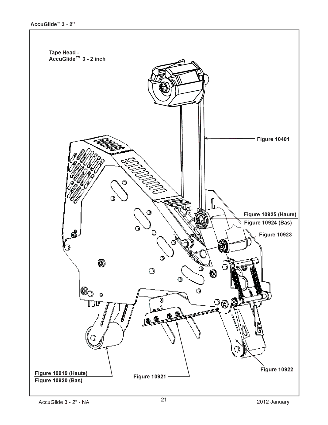 3M 40800 operating instructions AccuGlide 3 Tape Head AccuGlide 3 2 inch, Haute Bas AccuGlide January 