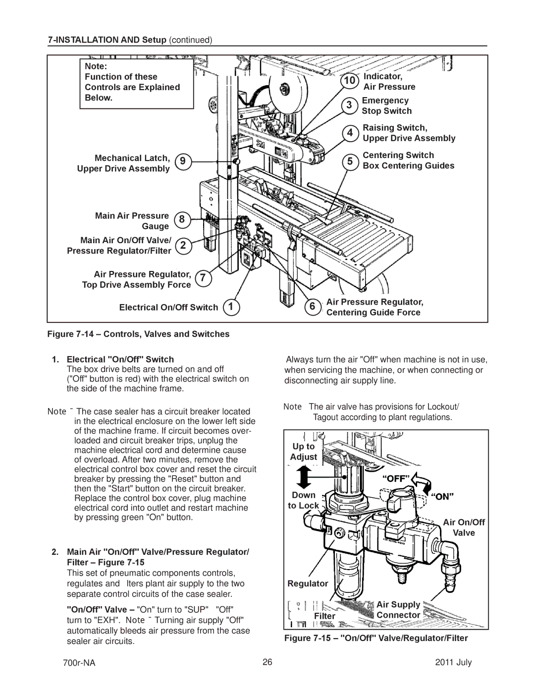 3M 40800 operating instructions Up to, Adjust, Down, To Lock, Main Air On/Off Valve/Pressure Regulator Filter Figure 