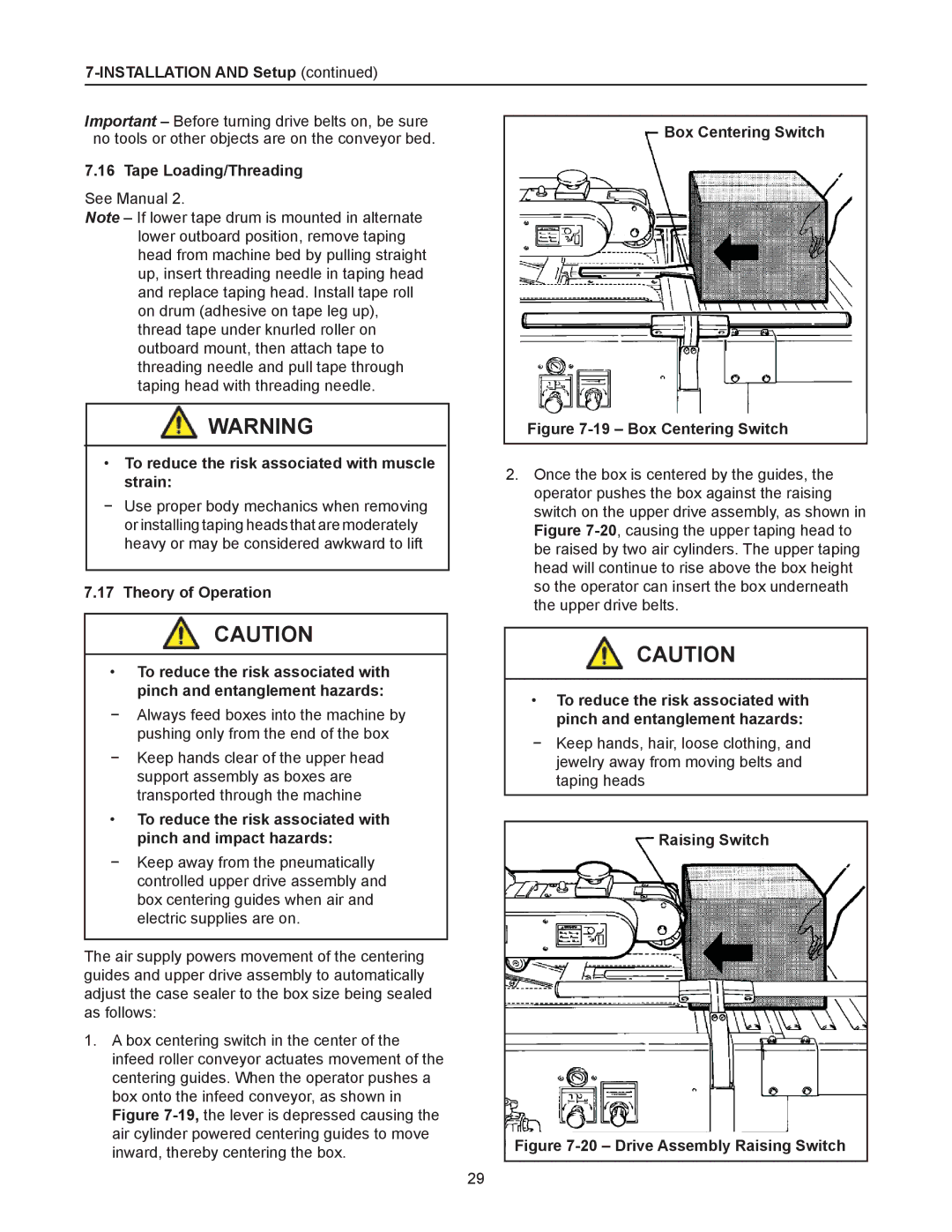 3M 40800 operating instructions Tape Loading/Threading, Theory of Operation Box Centering Switch, Raising Switch 