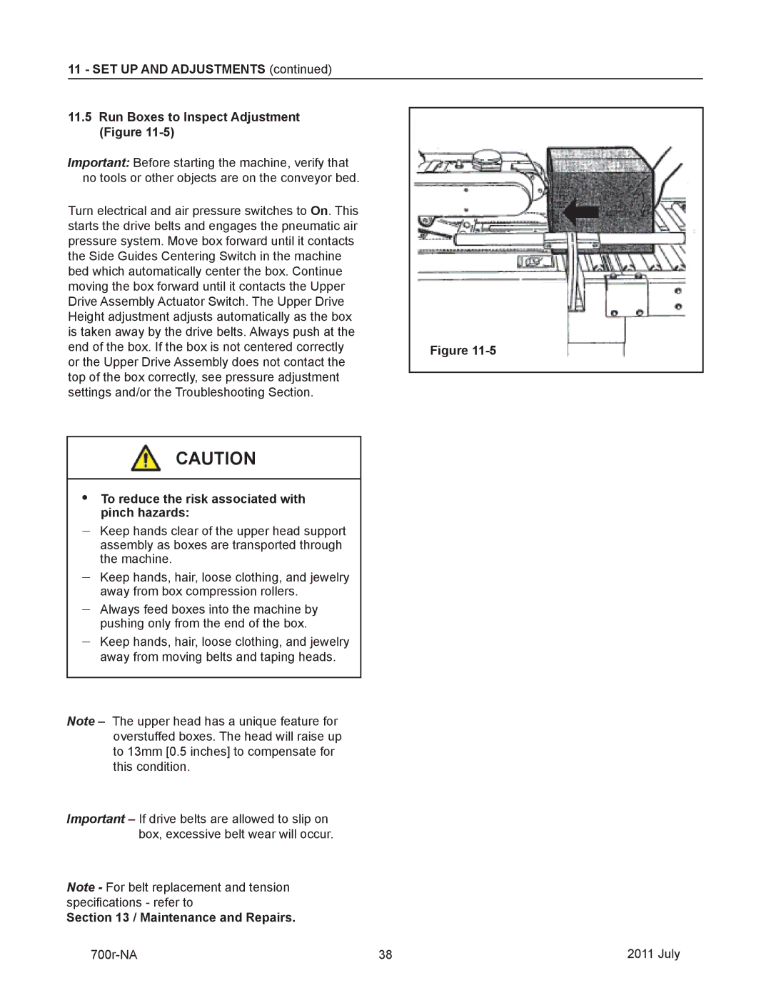 3M 40800 operating instructions To reduce the risk associated with pinch hazards, Maintenance and Repairs 