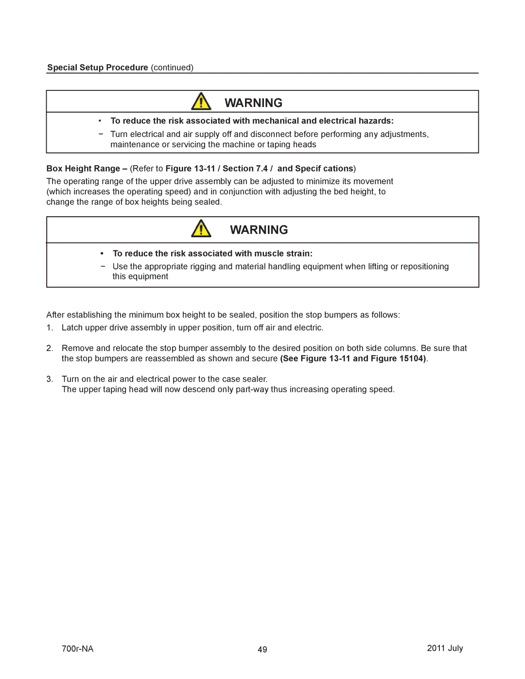 3M 40800 operating instructions Box Height Range Refer to -11 / .4 / and Specif cations 