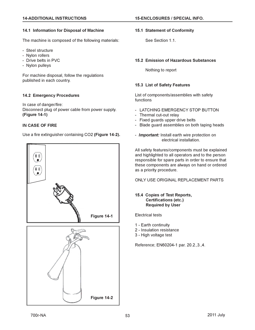 3M 40800 Additional Instructions Enclosures / Special Info, Emission of Hazardous Substances, Emergency Procedures 