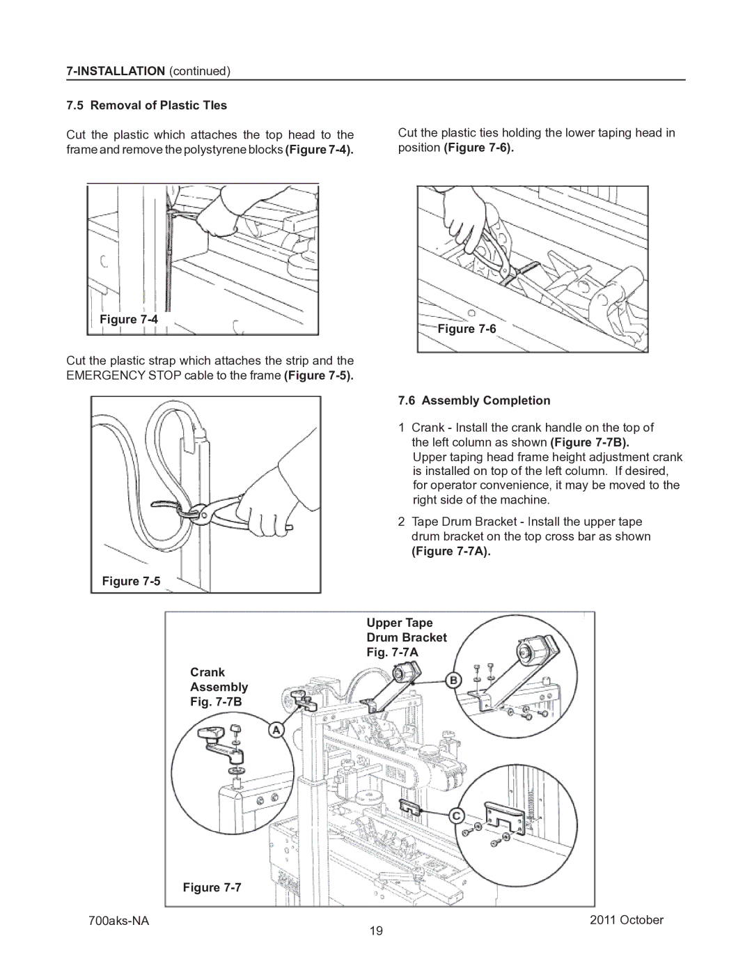 3M 40800 Installation Removal of Plastic TIes, Assembly Completion, Upper Tape Drum Bracket Crank Assembly 