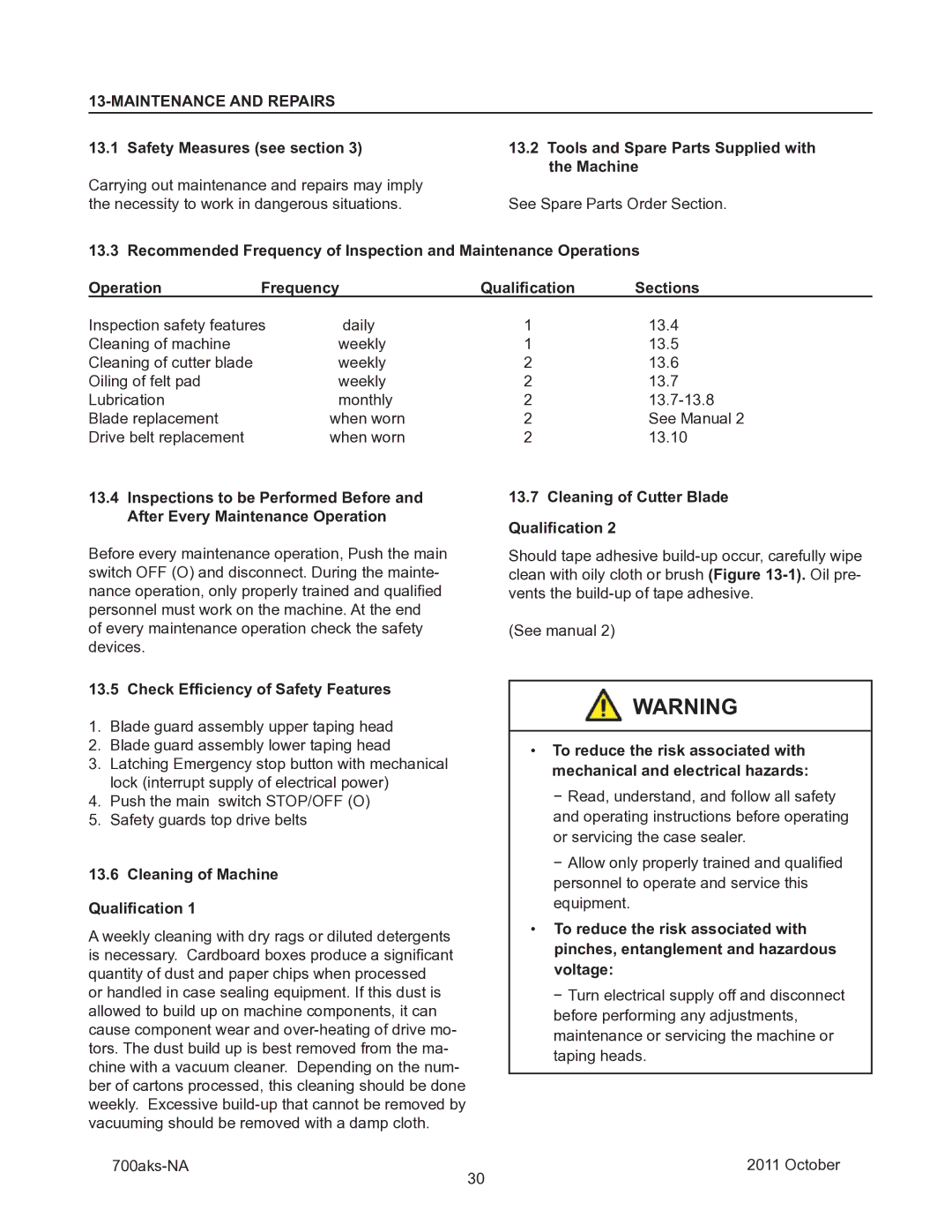 3M 40800 operating instructions Maintenance and Repairs 