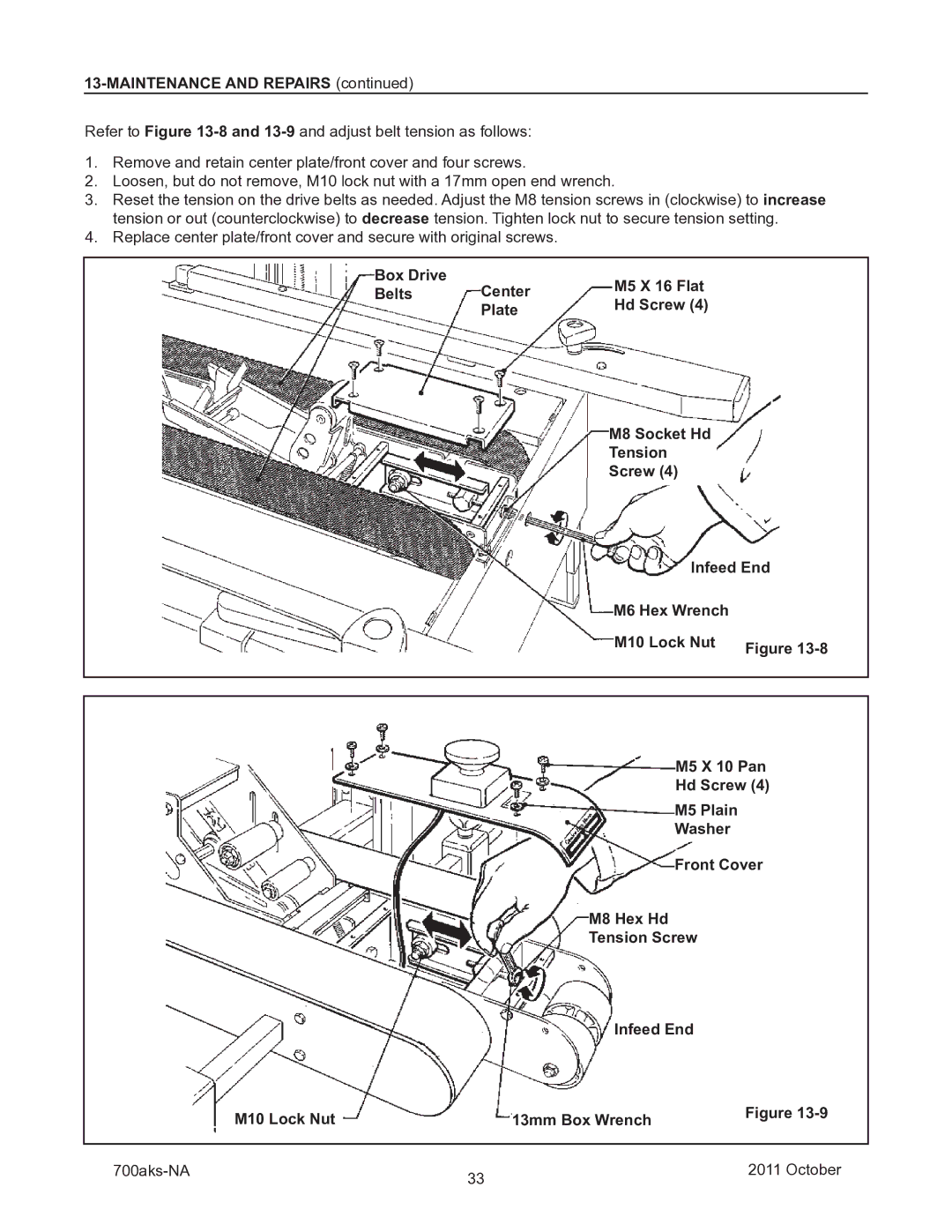 3M 40800 operating instructions Maintenance and Repairs, Box Drive, M5 X 16 Flat 