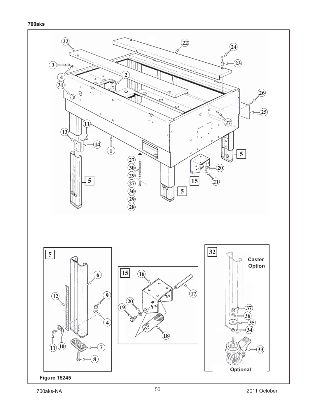 3M 40800 operating instructions 700aks Caster Option Optional 700aks-NA October 