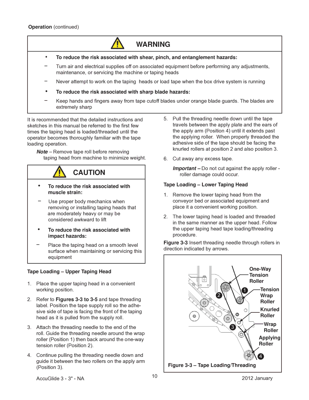 3M 40800 operating instructions Tape Loading Upper Taping Head, Tape Loading Lower Taping Head 