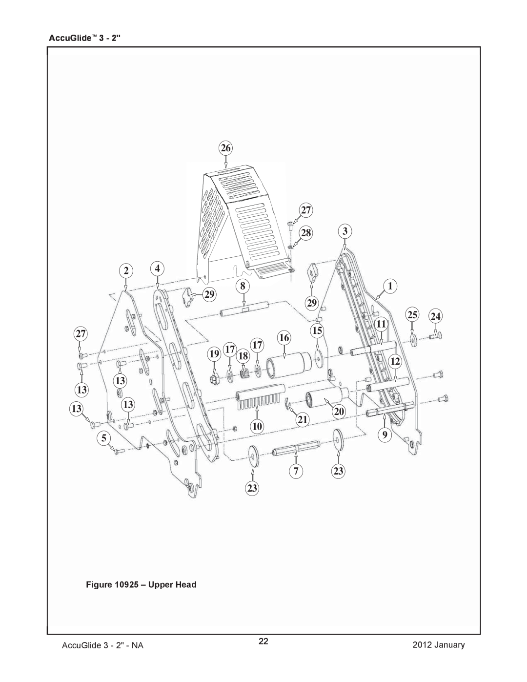 3M 40800 operating instructions Upper Head, AccuGlide 3 - 2 - NA, January 
