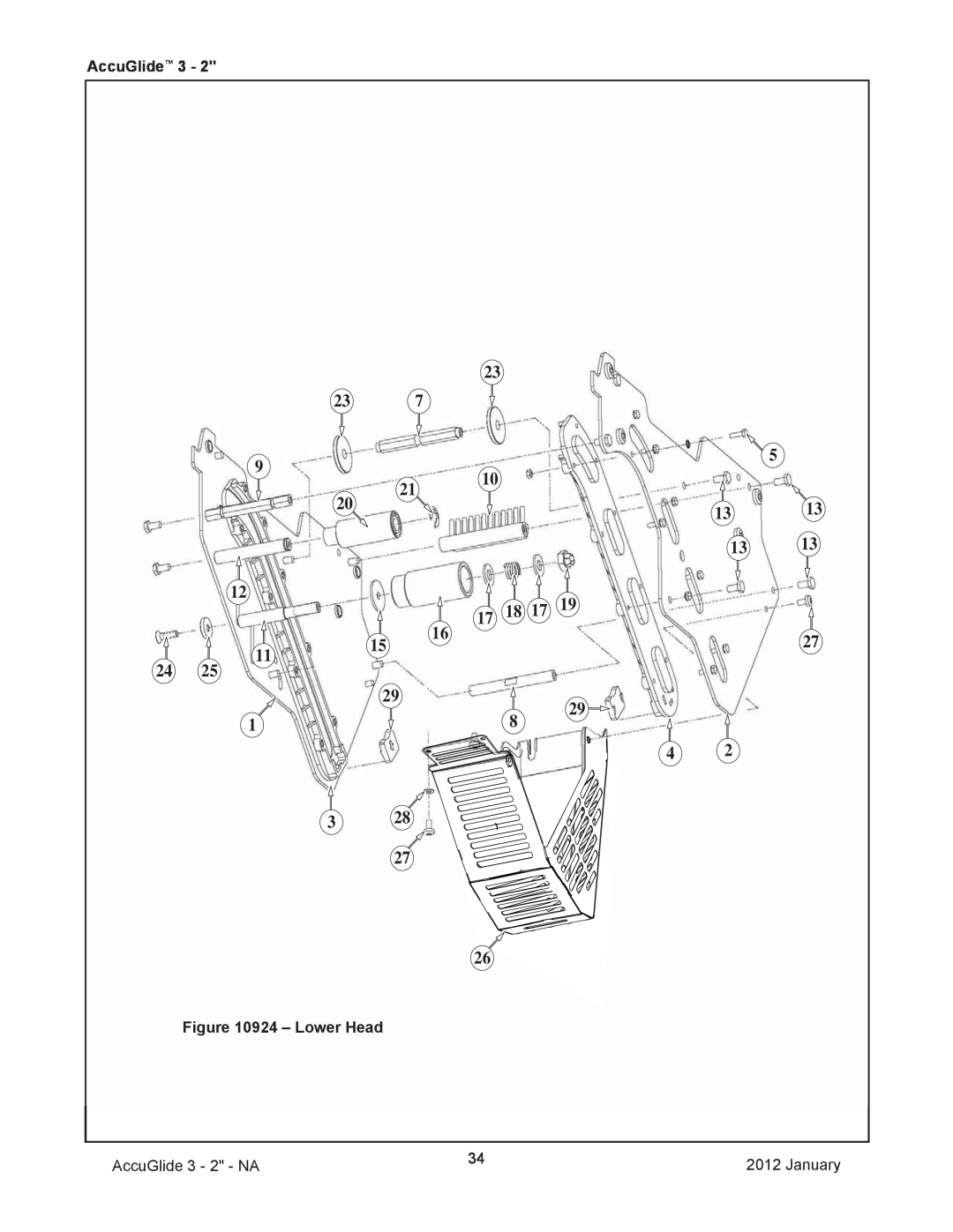 3M 40800 operating instructions Lower Head, AccuGlide 3 - 2 - NA, January 