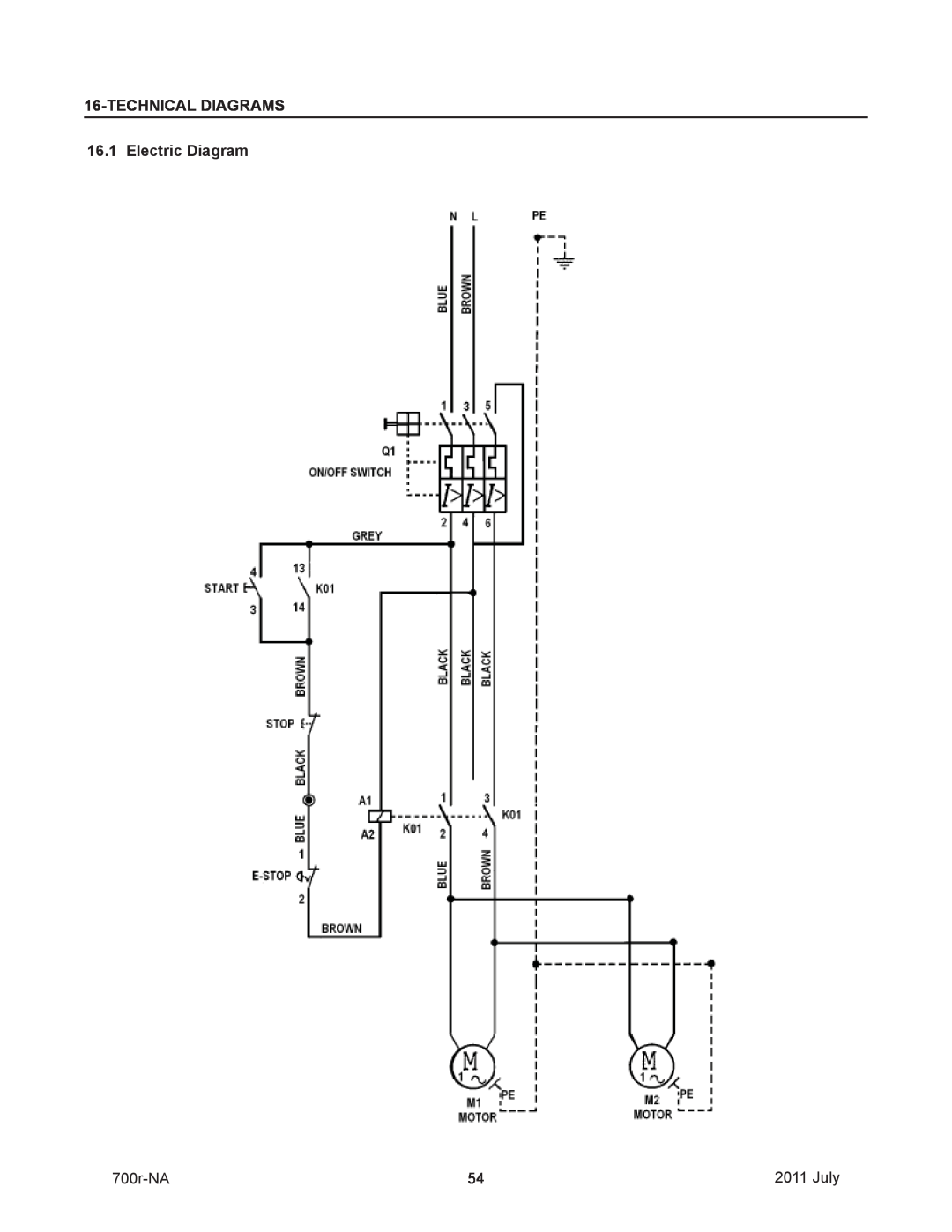 3M 40800 operating instructions TECHNICALDIAGRAMS 16.1 Electric Diagram, 700r-NA, July 