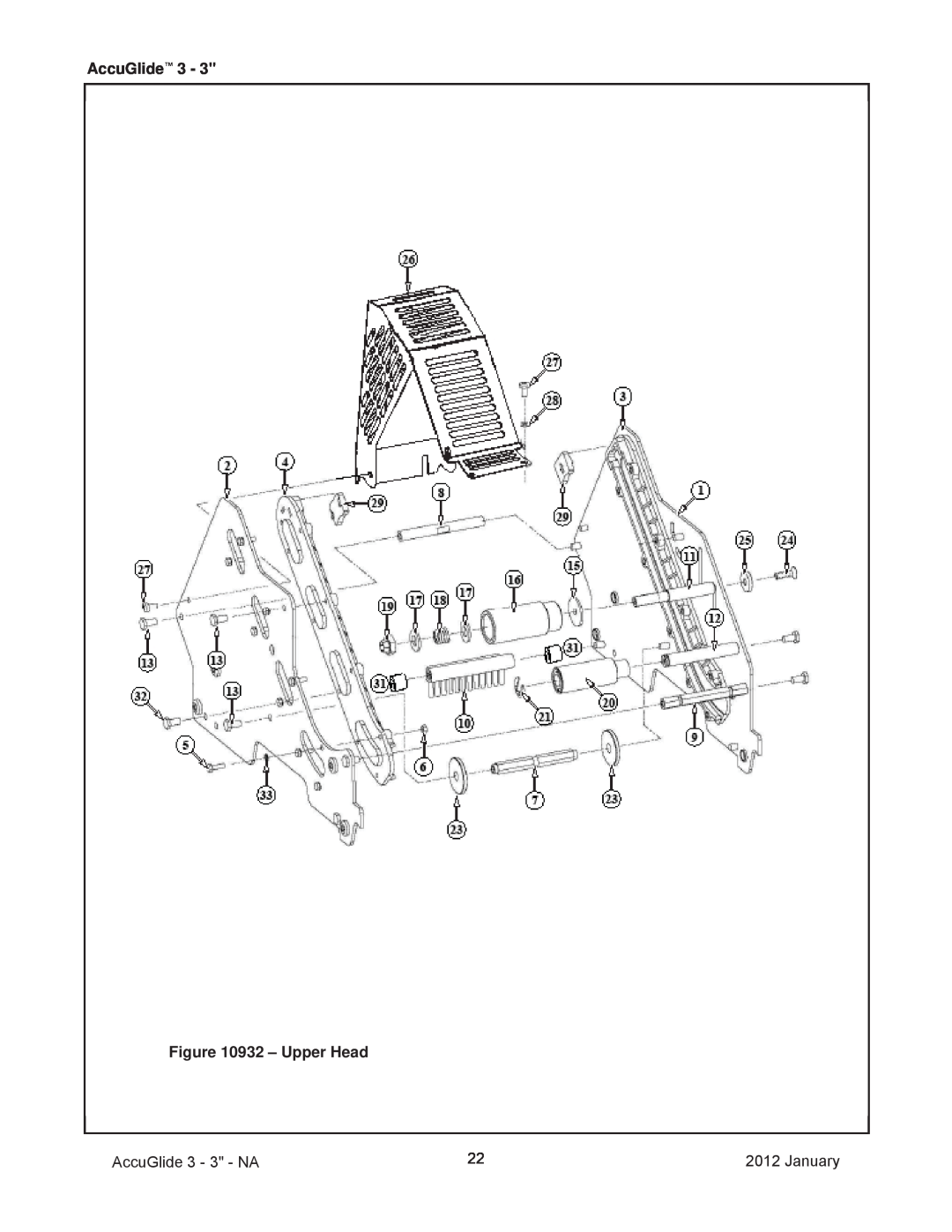 3M 40800 operating instructions Upper Head, AccuGlide 3 - 3 - NA, January 