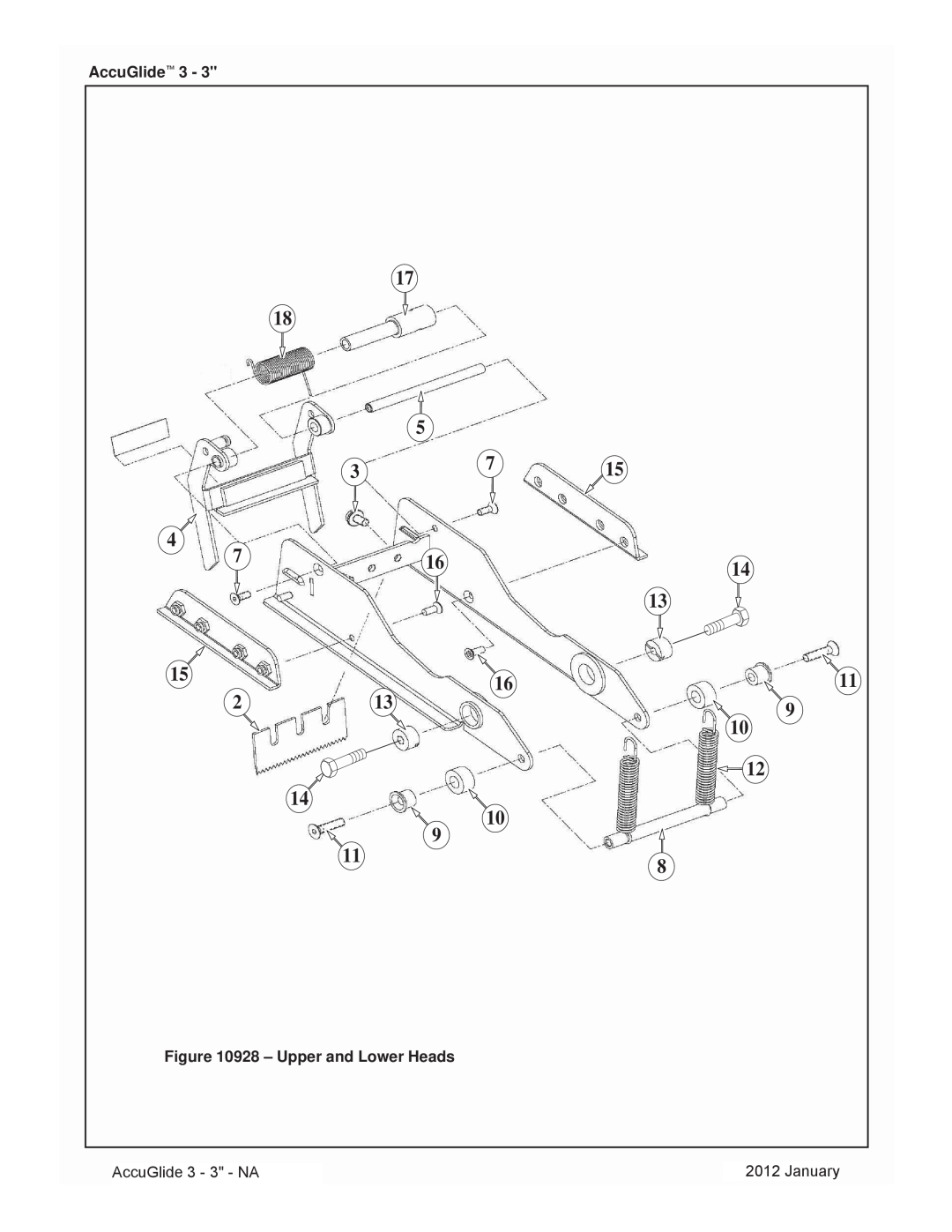 3M 40800 operating instructions 17 18 5 3715, 14 9, Upper and Lower Heads, AccuGlide 3 - 3 - NA, January 