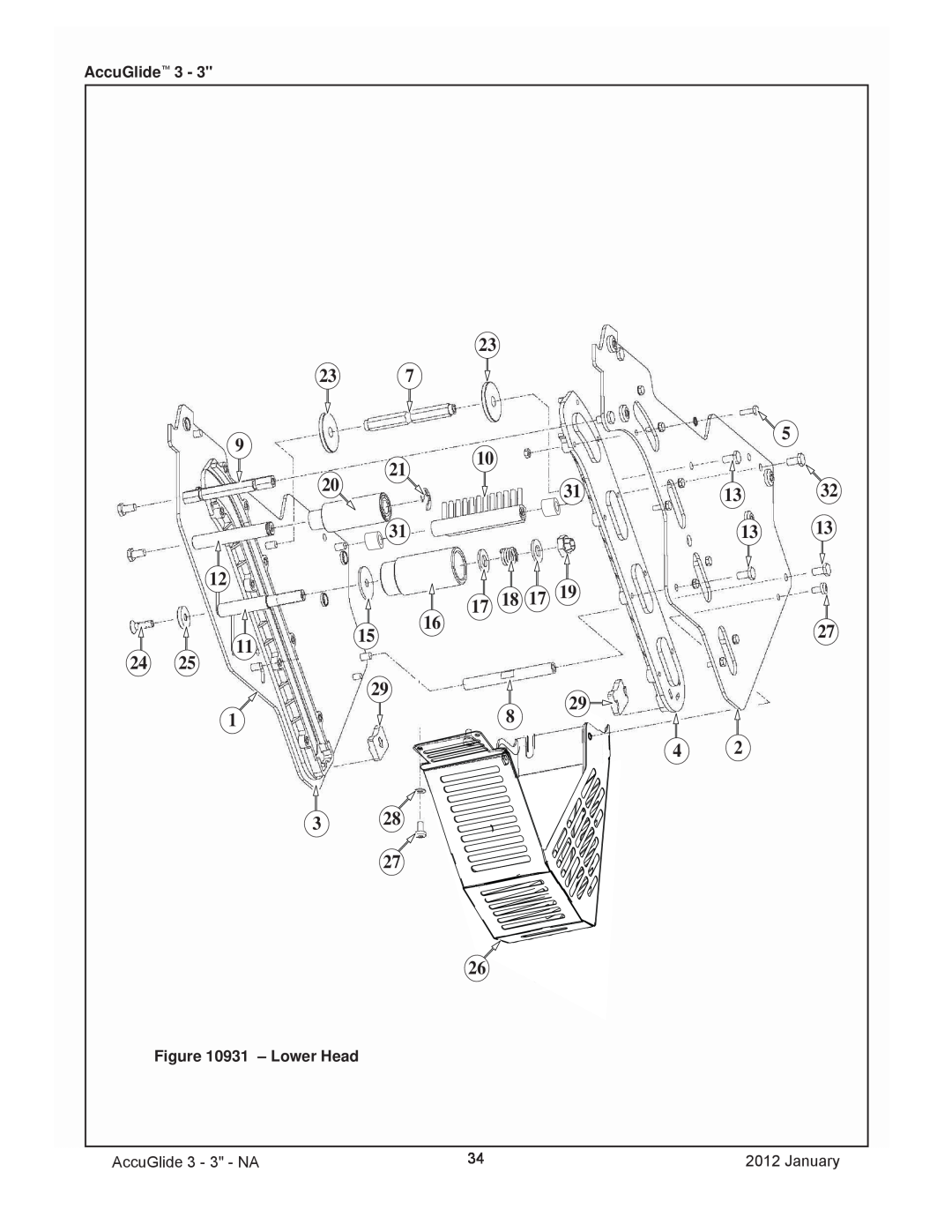 3M 40800 operating instructions Lower Head, AccuGlide 3 - 3 - NA, January 