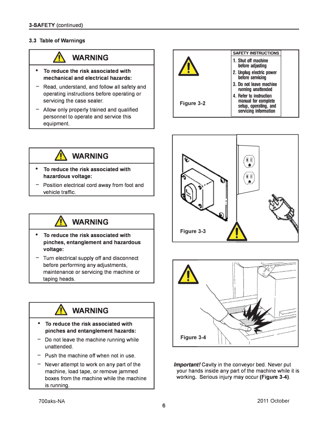 3M 40800 operating instructions Table of Warnings, Figure 