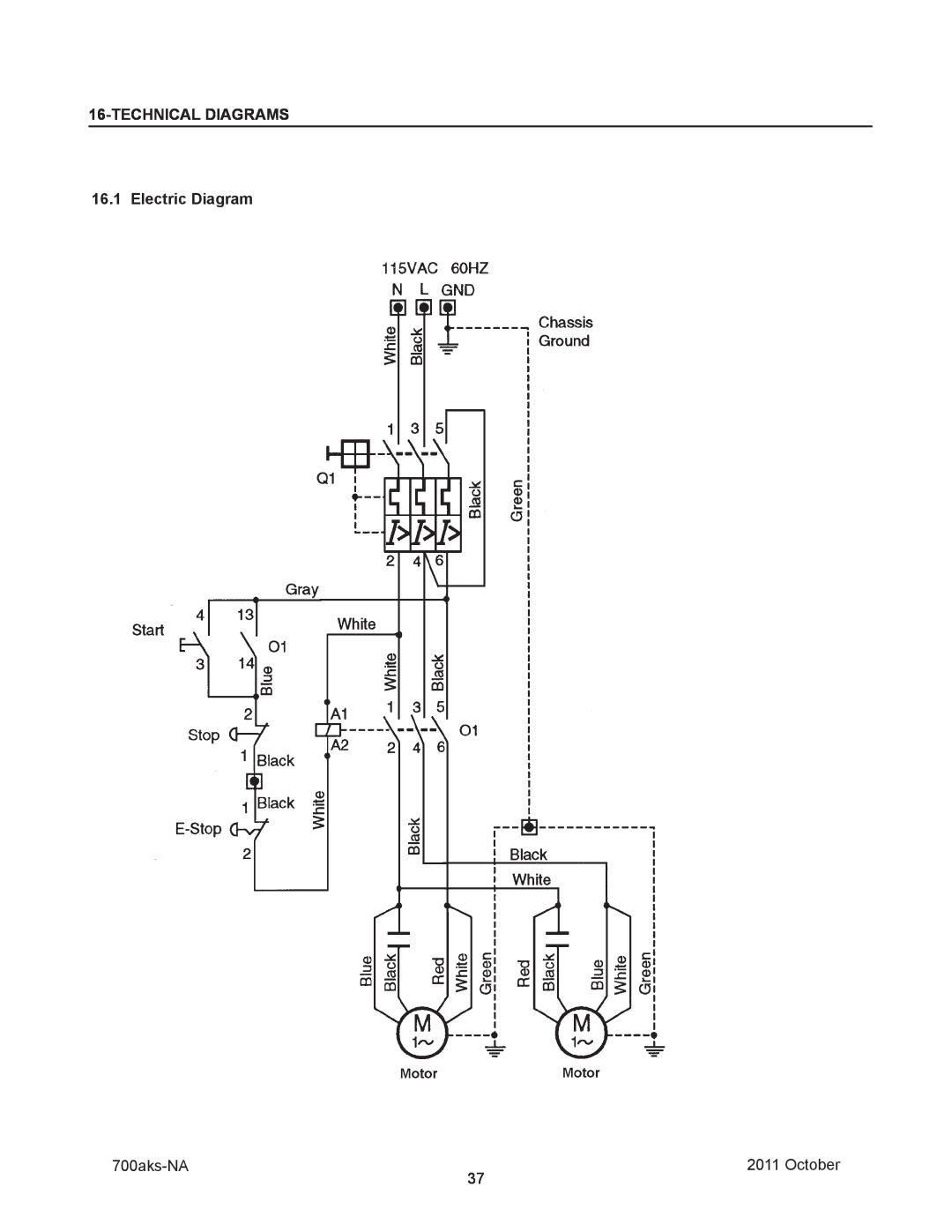 3M 40800 operating instructions TECHNICALDIAGRAMS 16.1 Electric Diagram, 700aks-NA, October 