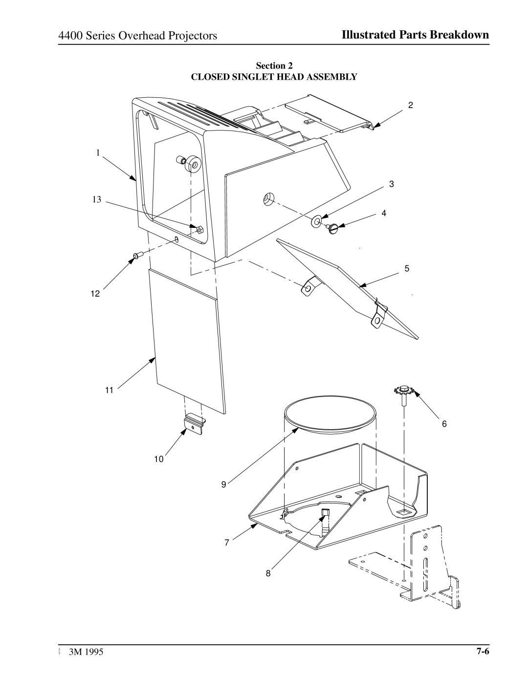 3M 4407, 4420, 4415, 4408, 4405, 4410, 4406 manual Closed Singlet Head Assembly 