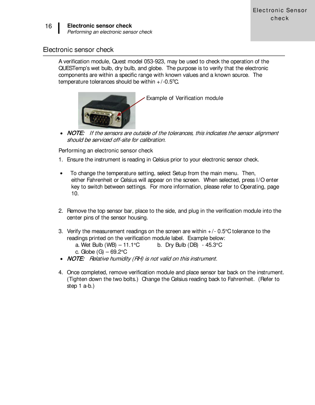 3M 44, 46 user manual Electronic sensor check, Performing an electronic sensor check 