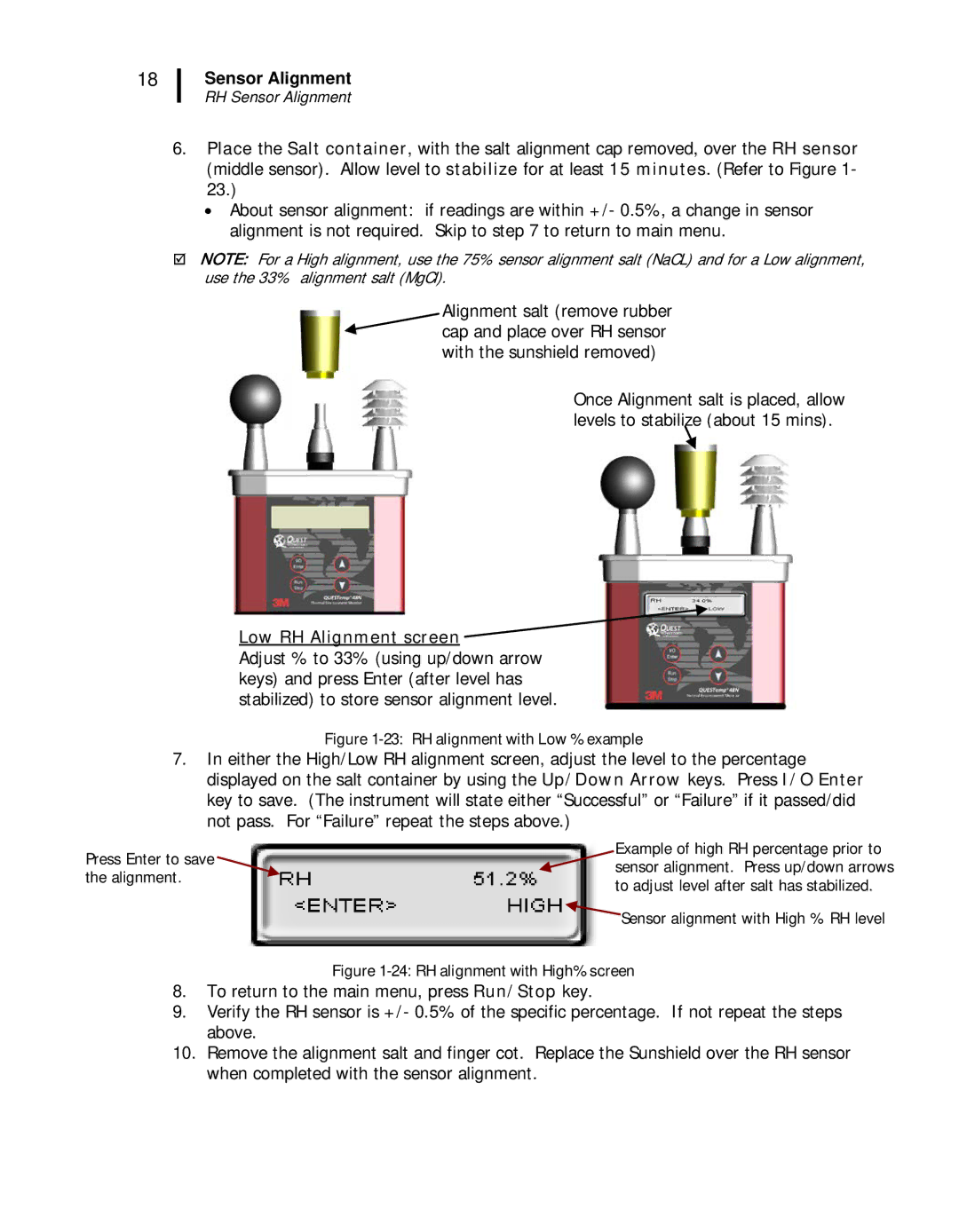 3M 44, 46 user manual Low RH Alignment screen Adjust % to 33% using up/down arrow 