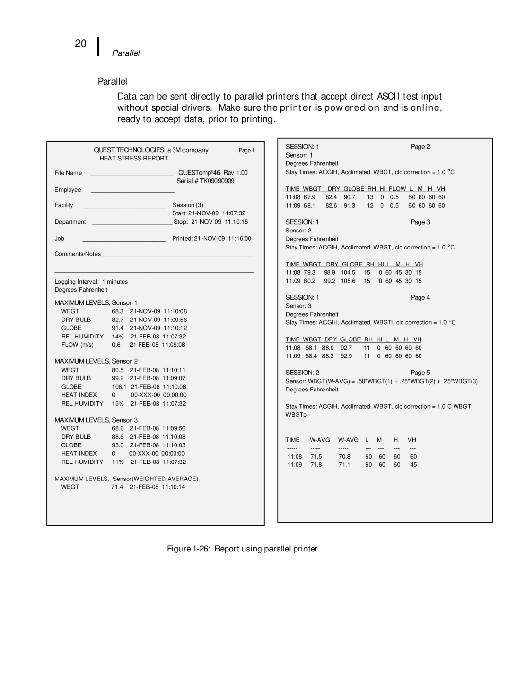 3M 44, 46 user manual Parallel, Heat Stress Report 