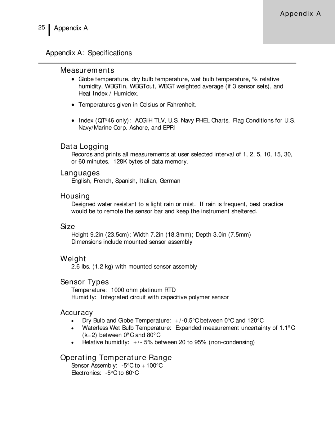 3M 46, 44 user manual Appendix a Specifications 