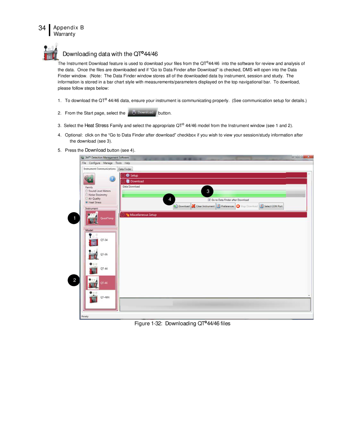 3M user manual Downloading data with the QT⁰44/46, Downloading QT⁰44/46 files 