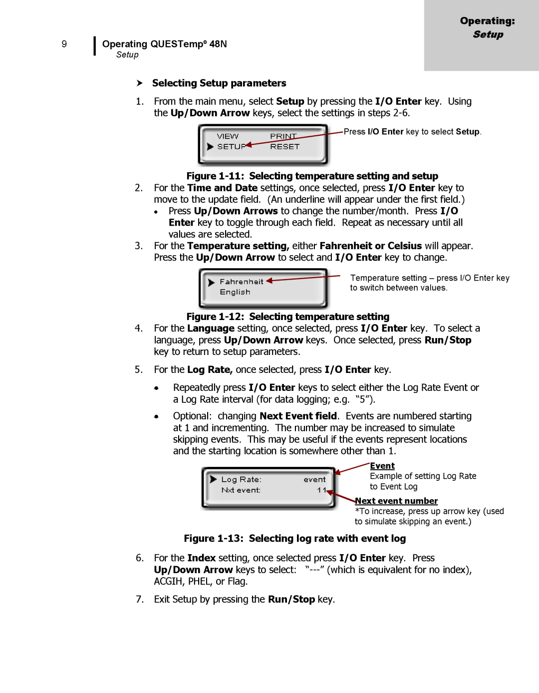 3M 48N user manual  Selecting Setup parameters, Selecting temperature setting and setup 