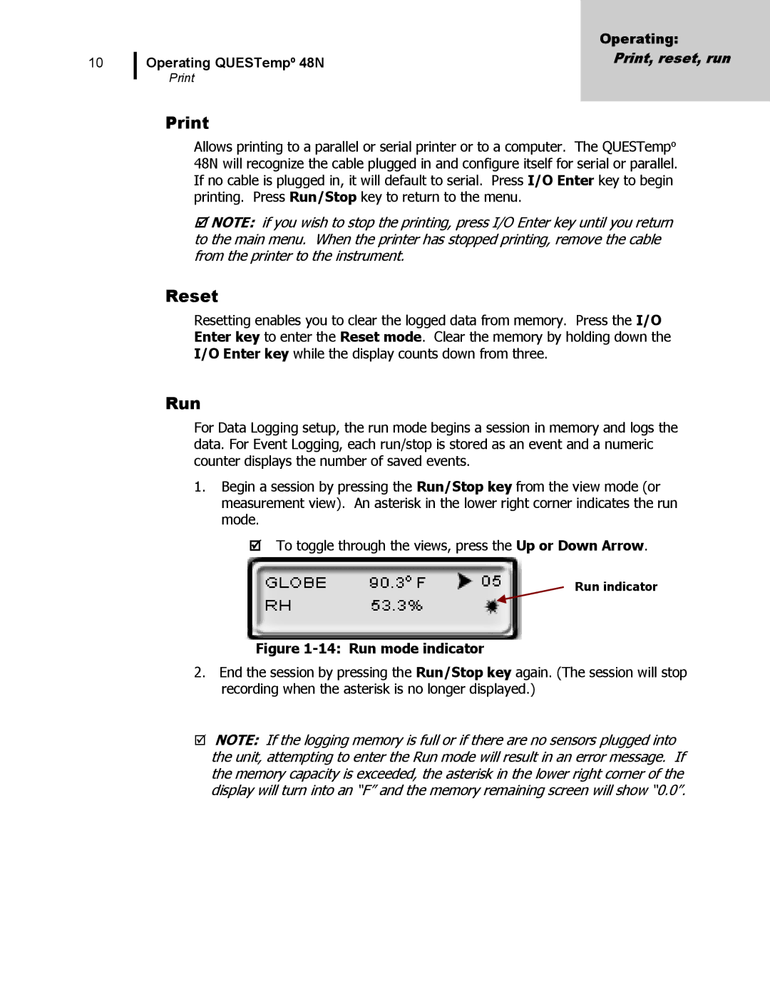 3M 48N user manual Print, Reset, Run 