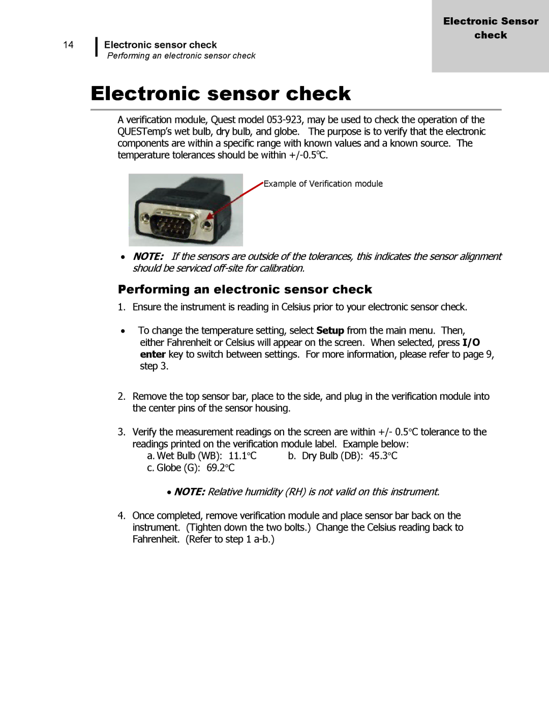 3M 48N user manual Electronic sensor check, Performing an electronic sensor check 