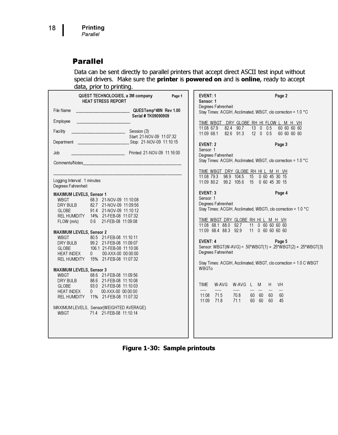 3M 48N user manual Parallel, Sample printouts 