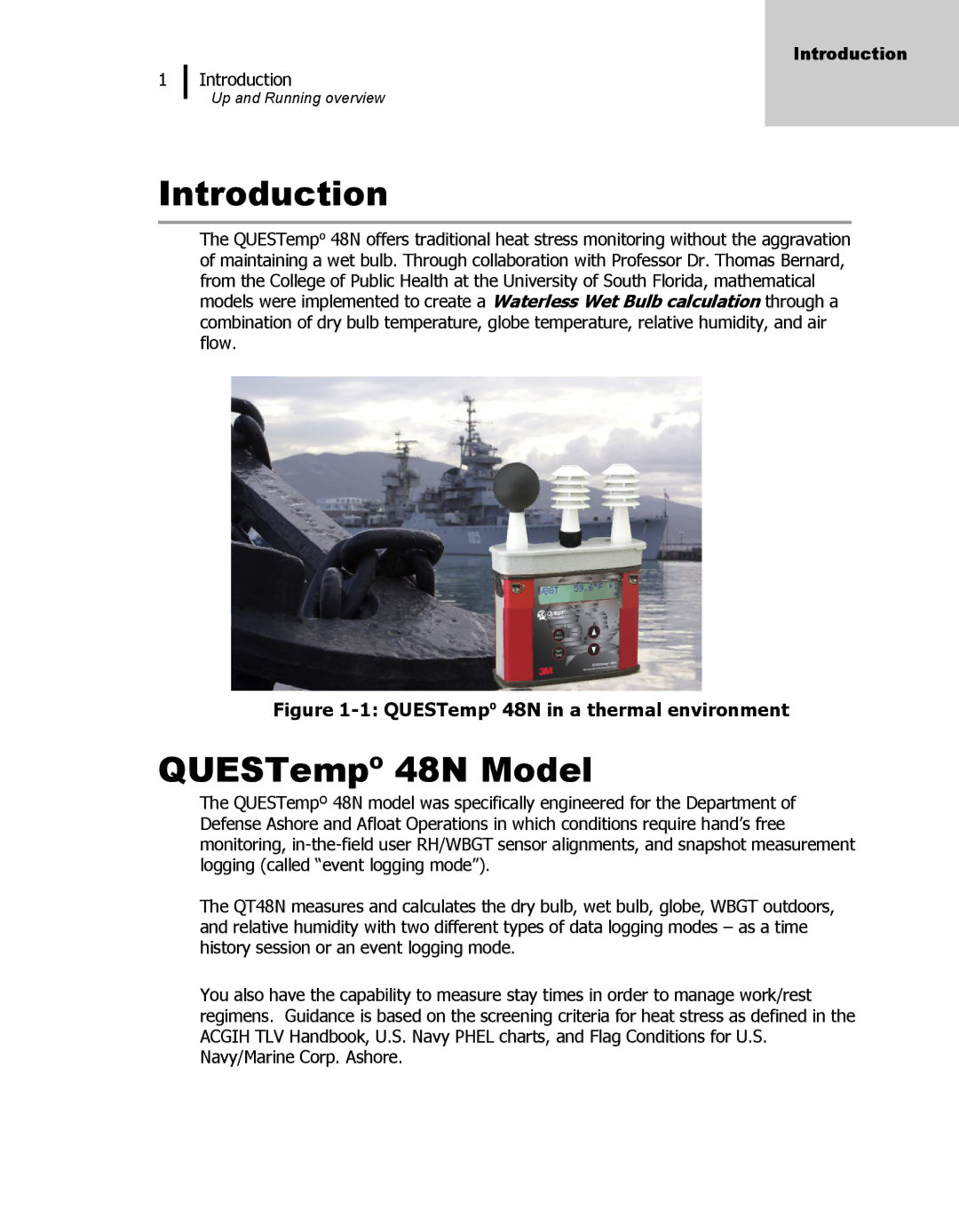 3M user manual Introduction, QUESTempº 48N Model 