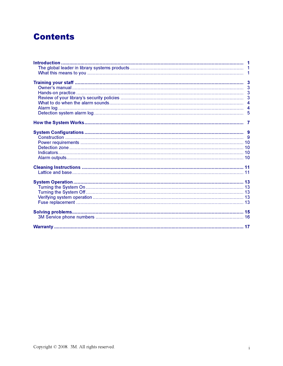 3M 700 Series owner manual Contents 