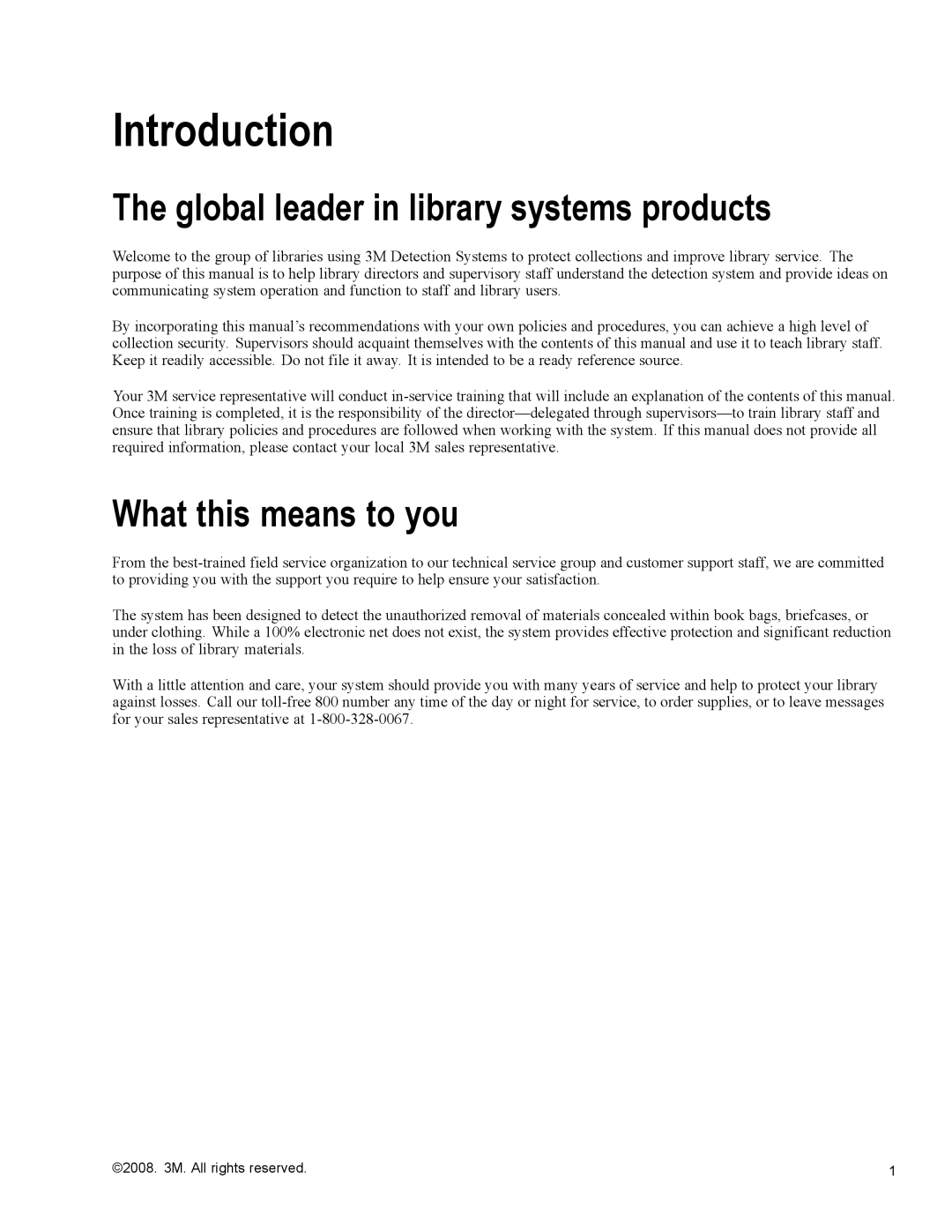 3M 700 Series owner manual Introduction, Global leader in library systems products, What this means to you 