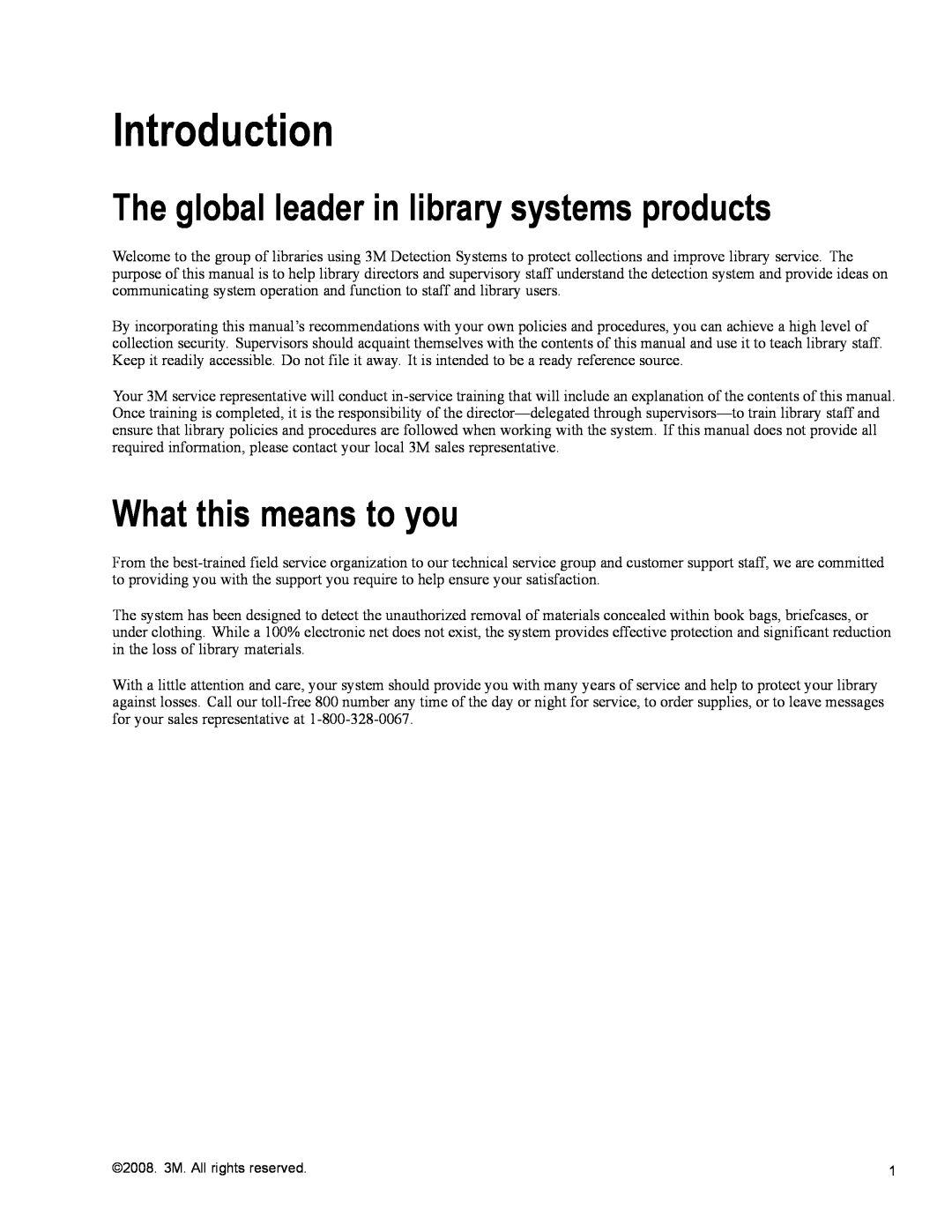 3M 700 Series owner manual Introduction, The global leader in library systems products, What this means to you 
