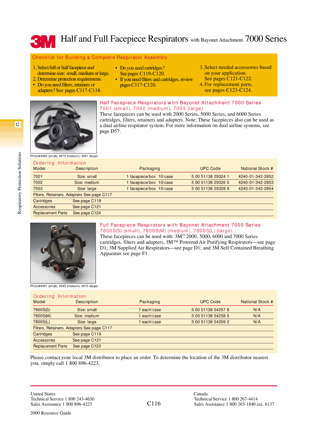 3M 7000 Series manual C116, See pages C121-C122 