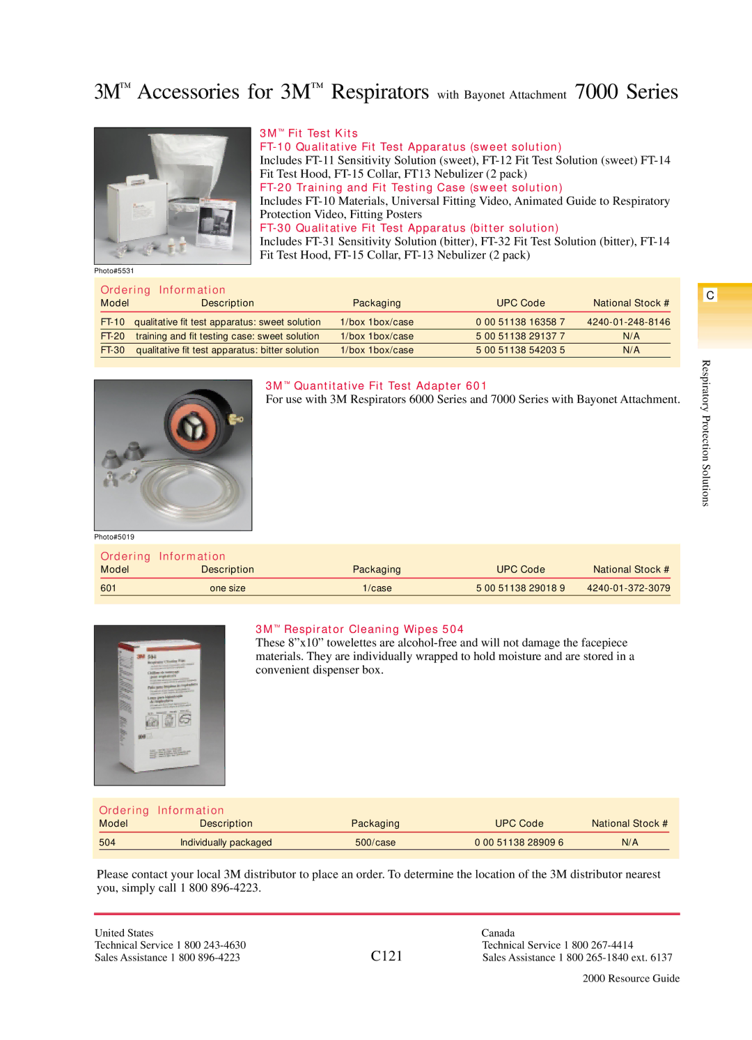 3M 7000 Series manual C121, Respirators with Bayonet Attachment, Fit Test Hood, FT-15 Collar, FT13 Nebulizer 2 pack 