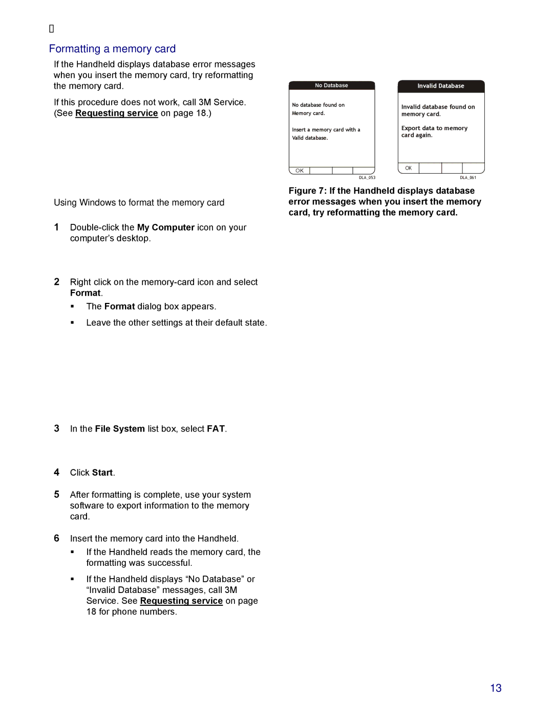 3M 802, 702 owner manual Formatting a memory card, Using Windows to format the memory card 