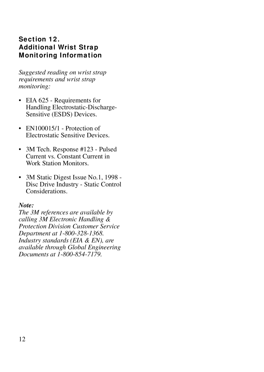 3M 725 manual Section Additional Wrist Strap Monitoring Information 