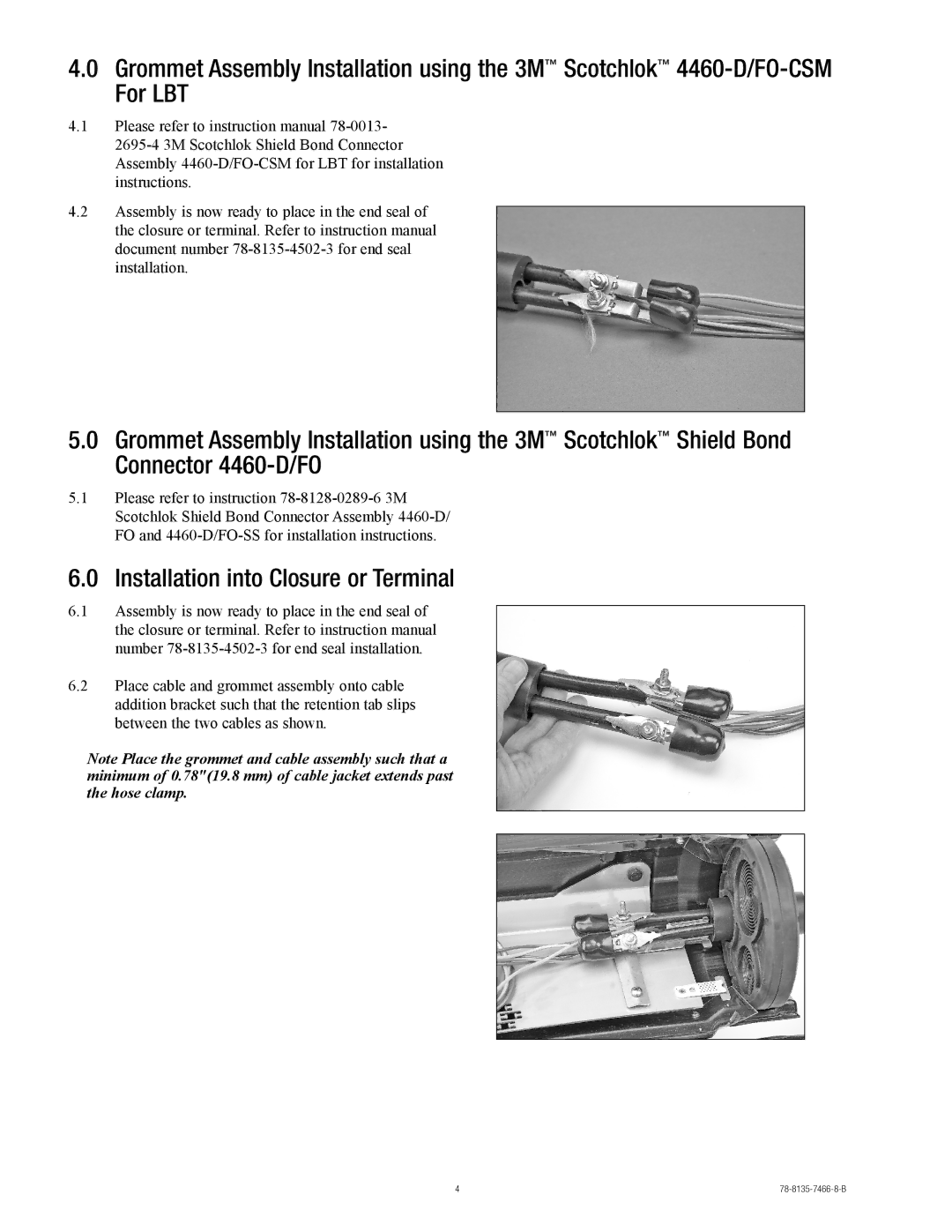 3M 533, 733, 530 manual Installation into Closure or Terminal 